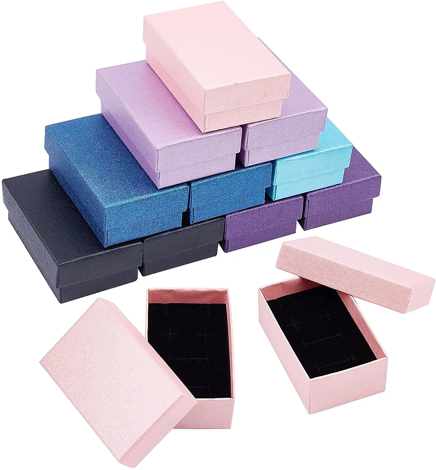 

24 pieces of jewelry box with snap cover storage box with sponge pad for jewelry packaging and storage 8.1x5x3cm 6 colors