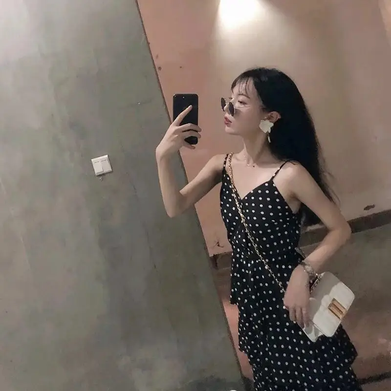 

Large Size Women's Dress for Plump Girls Summer 200 Jin Polka-Dot Tiered-Ruffle Skirt Super Fairy Western Style Youthful-Looking