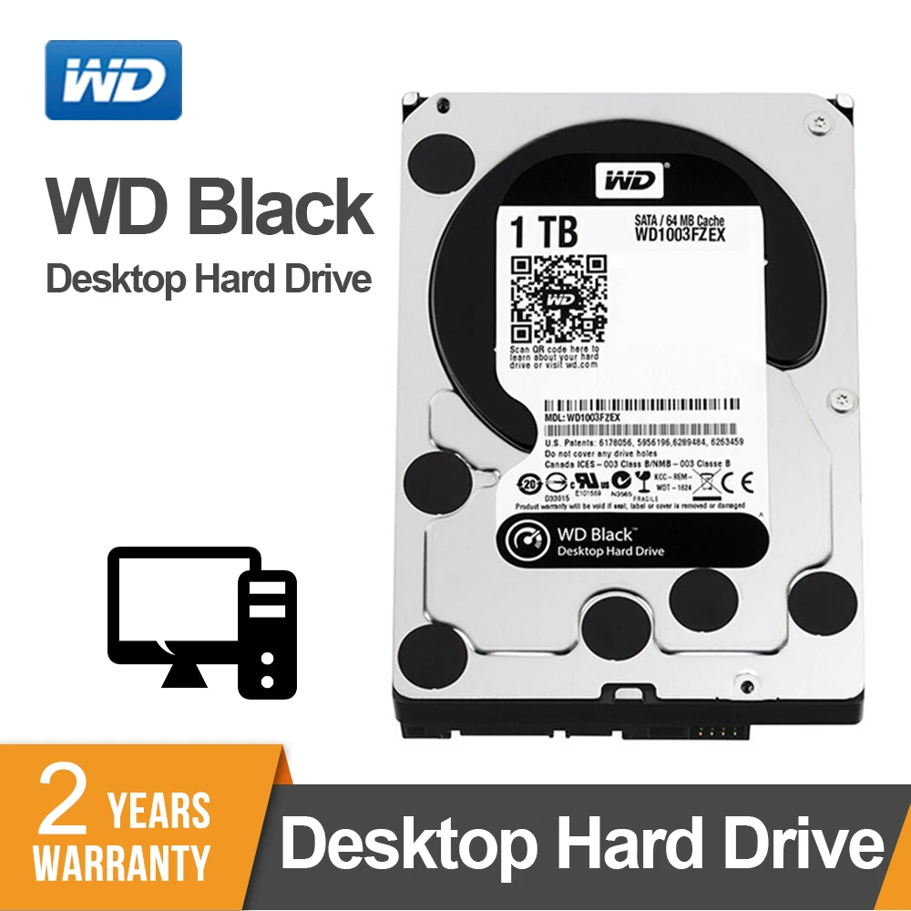 

Жесткий диск WD Black, 1 ТБ, 3,5 дюйма, HDD производительность, настольный жесткий диск, диск-7200 об/мин, SATA 6, ГБ/сек., 64 Мб кэш-памяти-WD1003FZEX