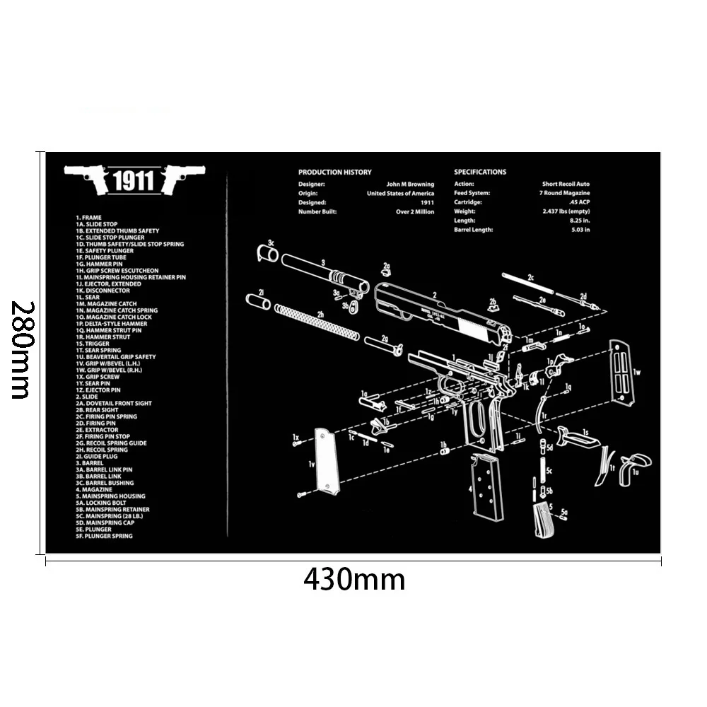 Коврик для мыши AR15 AK47 Glock резиновый коврик чистки пистолета Smith Colt 1911 Beretta 92 Sig Sauer