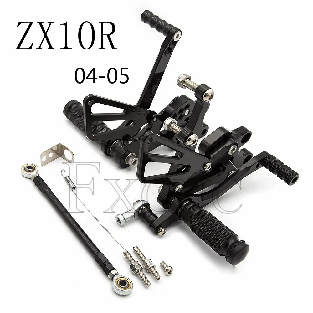 

ЧПУ Rearset подставка для ног, обувь для езды на мотоцикле KAWASAKI ZX10R ZX-10R ZX 10R 2004-2005 алюминиевый регулируемый задний комплект подножки для езды на в...