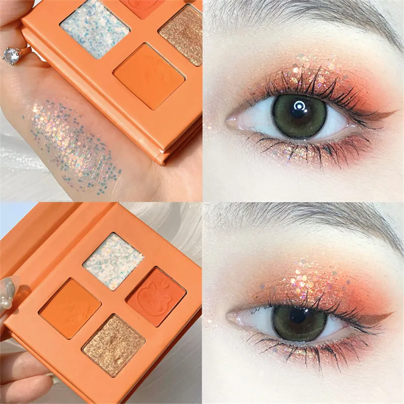 

New 4 Colors Eyeshadow Palette Profession Portable Makeup Highlight Shimmer Eye Shadow Shine Brightening Long Lasting Cosmetics