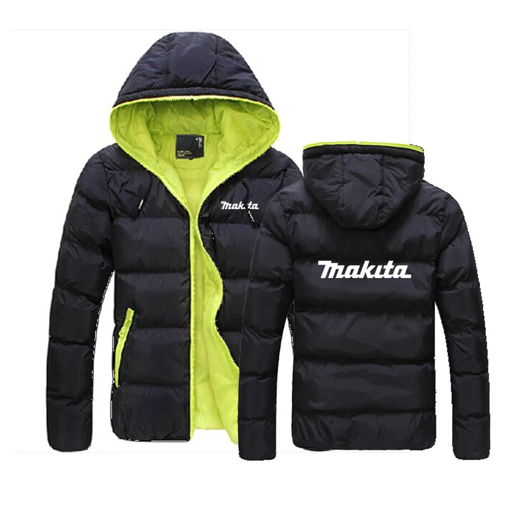 

Autumn 2021 Men's Makita Logo Customize Down Warm Jackets Sportwear Zipper Coat Fashion Hoodies Slim Unisex Comfortable Coats