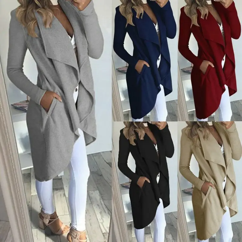 Женский Тренч облегающий Повседневный Блейзер верхняя одежда деловое длинное