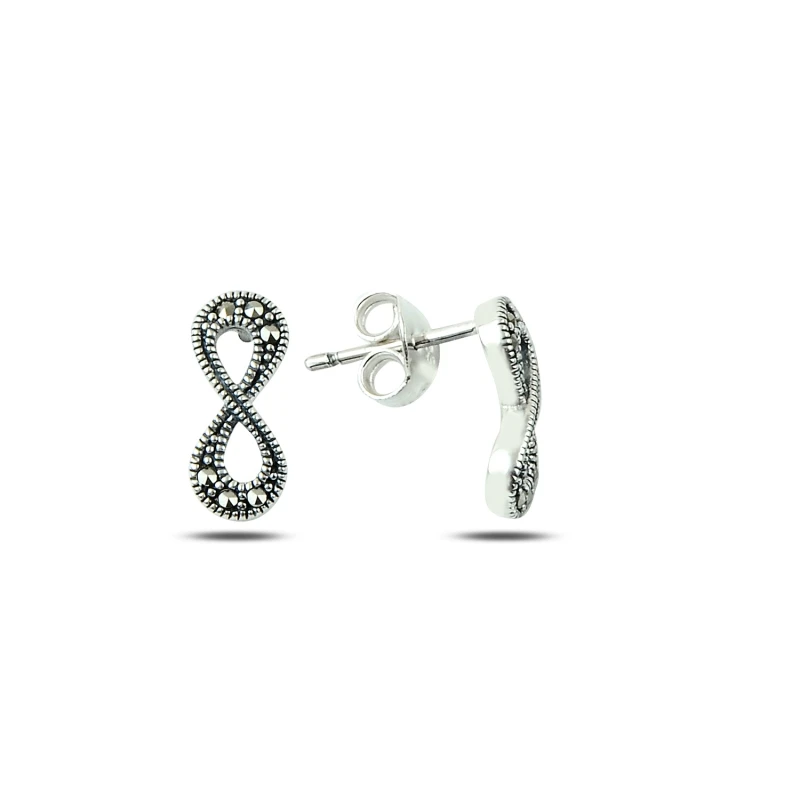 

Silverlina Silver Marcasite Cubic Zirconia Infinity Earrings