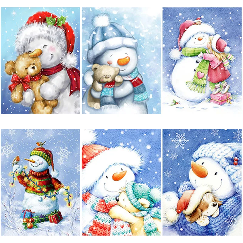 

DIY 5D Diamond Painting Snowman Diamond Art Embroidery Cartoon Diamond Picture Rhinestone Full Round Drill Mosaic Home Decor