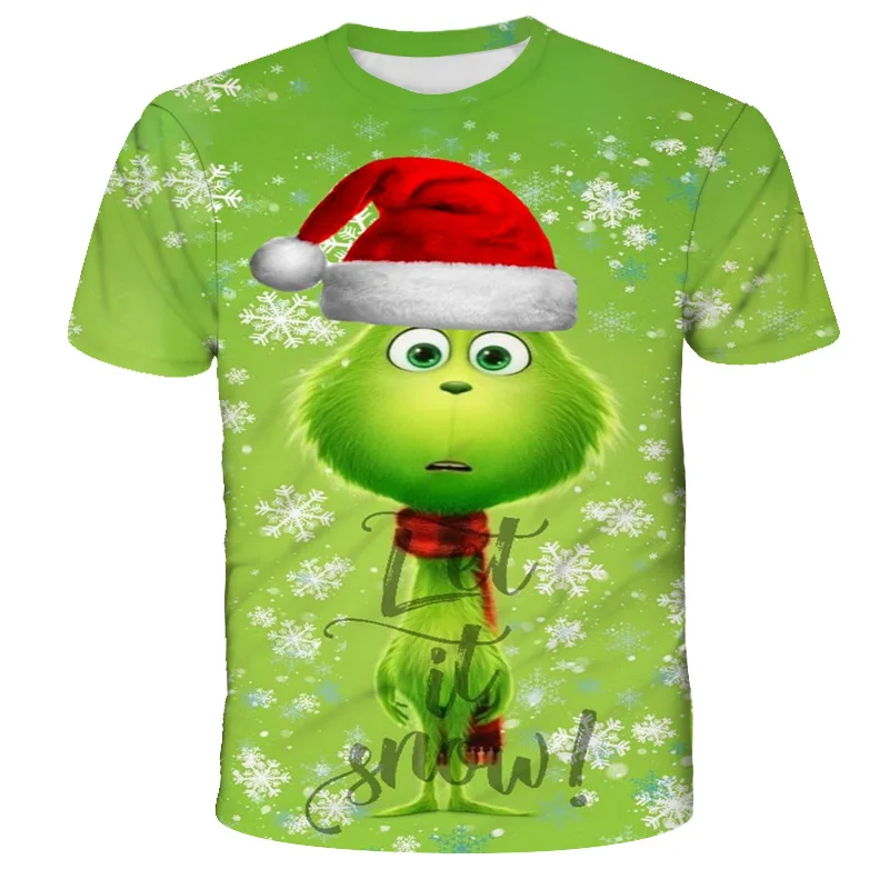 Divertente film verde Grinch abbigliamento stampa 3D T-shirt ragazzo bambino regalo di natale