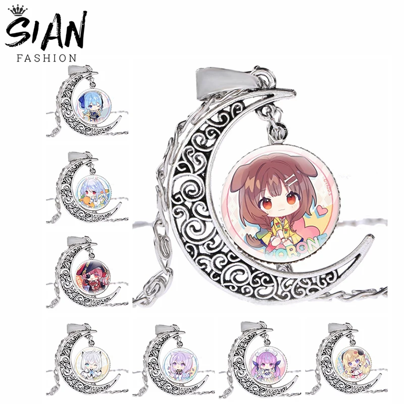 

Anime Hololive Vtuber Necklace Inugami Korone Shirakami Fubuki Usada Pekora Minato Aqua Moon Crescent Pendant Necklace Jewelry