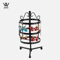 we diy 3layers 72 holes round earrings display rack metal rotating jewelry stand holder ear studnecklace organizer jewelry rack