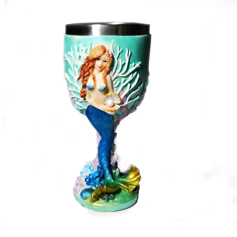 Креативные бокалы русалки из полимера и нержавеющей стали для вина виски