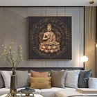 Винтажная коричневая статуя Будды, холст, картина на стену, искусство, религиозные плакаты и принты, искусство для домашнего декора