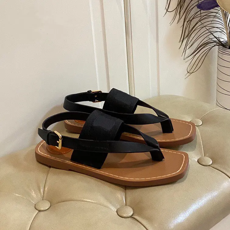 

Casual Designer fashion women's shoes Luxury Brand Sandals Buckle Strap Flats Sandals Shoes Zapatos Mujer