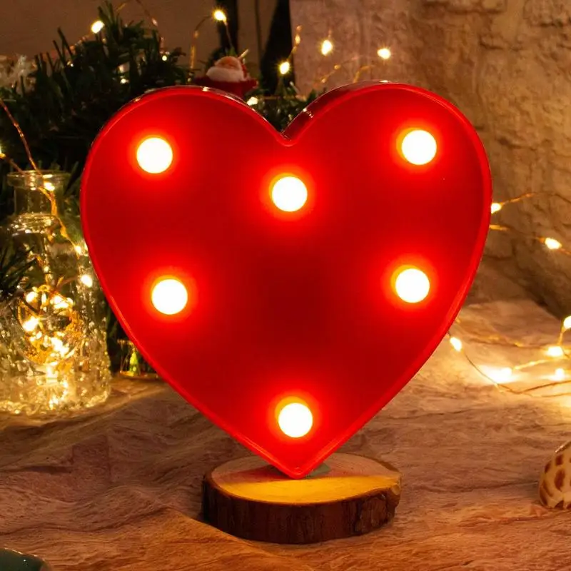 

Heart Marquee Light Decor Light LED Night Light Battery Operated Table Lamp for Party Kids Bedroom Lighting Decor Christmas Gift
