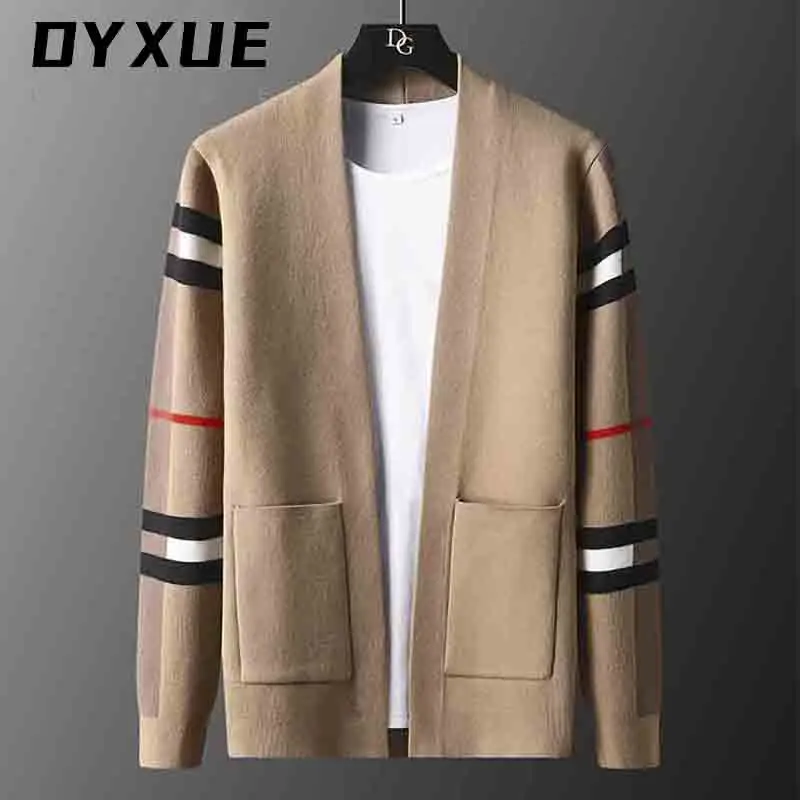 european designer autumn winter luxury mens high end classic plaid knitted cardigan sweater casual jacket fashion brand free global shipping