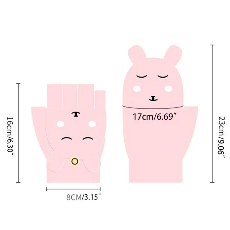 

Women Girl Winter Thicken Plush Convertible Flip Top Gloves Cartoo Rabbit Mitten