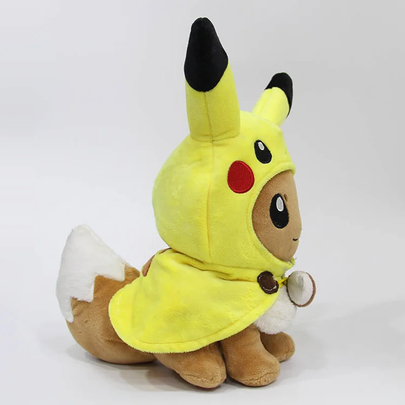 

28-30cm Animals Pikachu Cosplay Eevee Plush Stuffed Dolls Eevee Cosplay Pikachu Toys Kids Gift Free Shipping