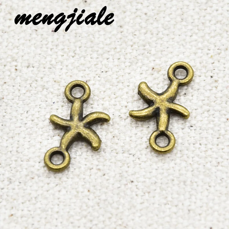 

50pcs Wholesale Two Color Starfish Connector Charms Alloy Metal Pendants For DIY Handmade Jewelry Accessories Making 16*9mm