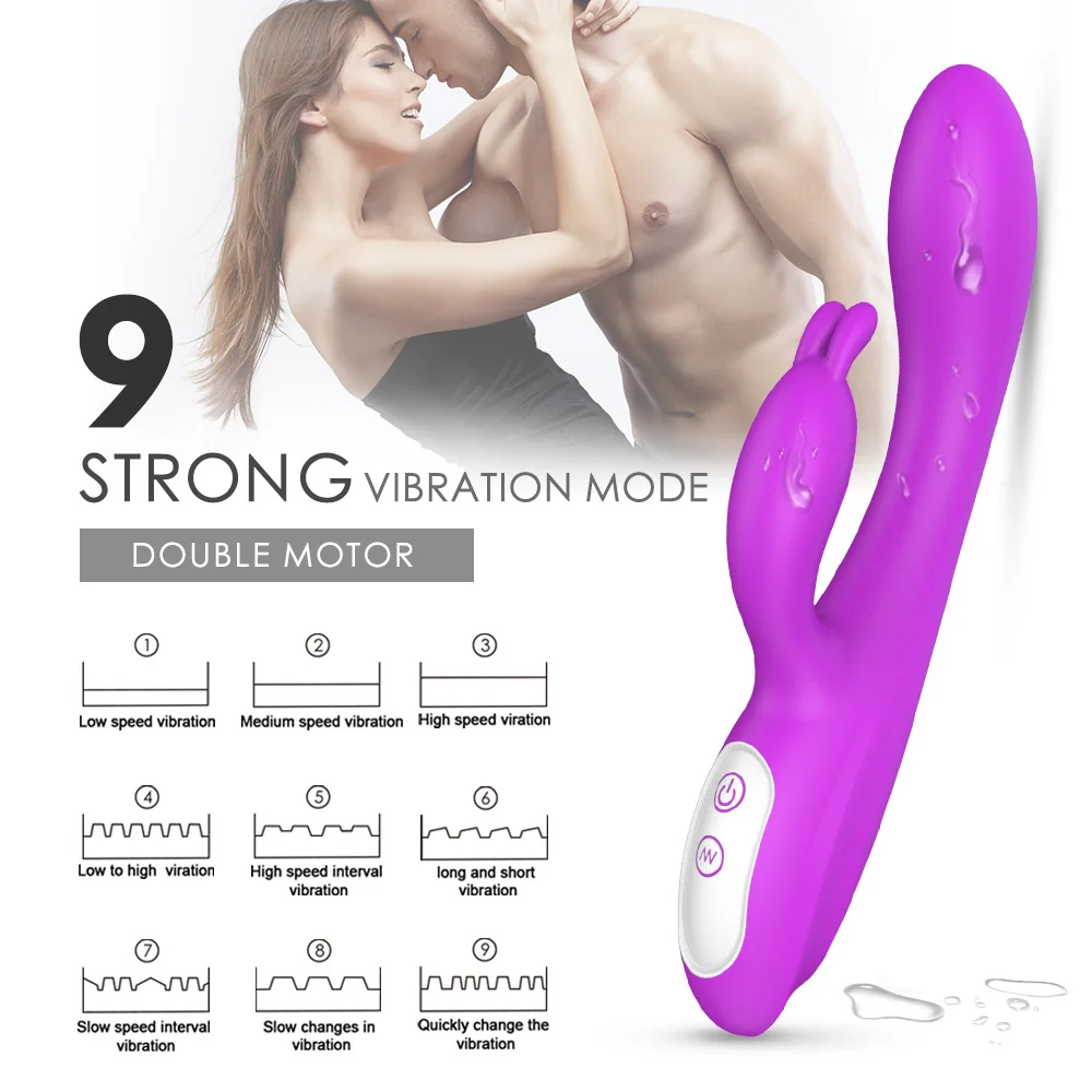 

With Bunny Ears For Clitoris Stimulation, 9 Modes Vibrators G-Spot Rabbit Vibrator Dildo Clit Stimulator Sex Toys For Woman
