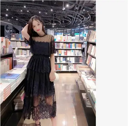 Женское платье белое кружевное женское длинное свободное винтажное размера плюс