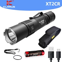 klarus xt2cr rechargeable tactical flashlight cree xhp35 led flashlight 1600 lm with 18650 battery for police hiking
