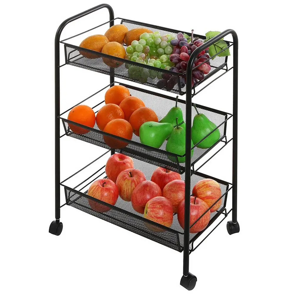 

3/4 Tier Storage Organizer Rack Carrito Trolley Cart Save Space for Vegetable Fruit Towel Sundries Rack with Wheels