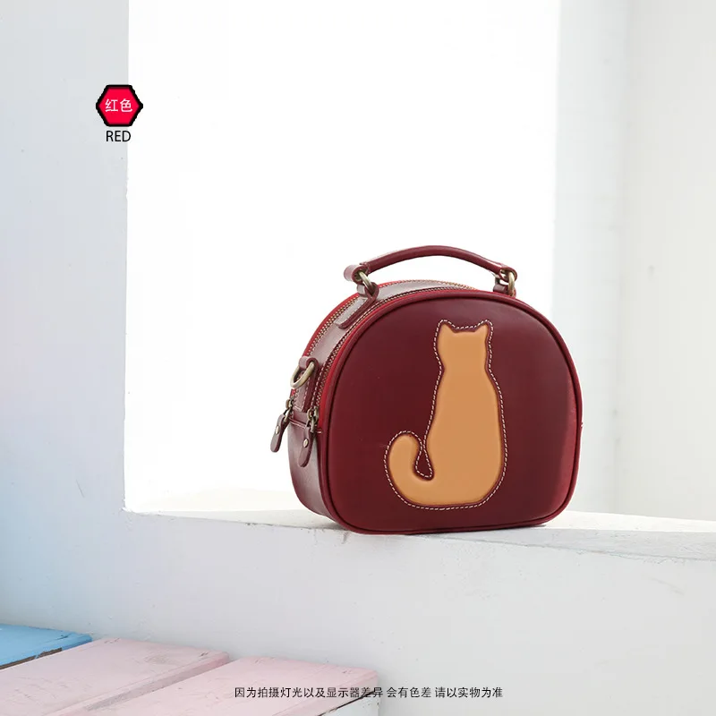 

2021 new fashion handbag leather vintage shoulder bag mini kitten bag purses purses and handbags luxury designer cartoon bags
