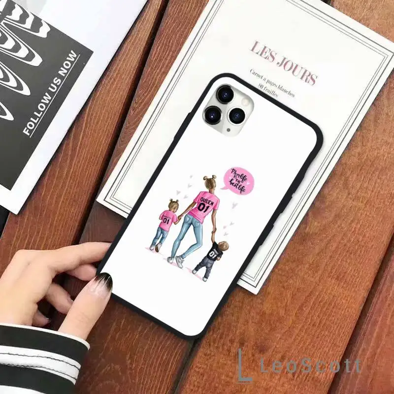 

Mom and baby Art Design Phone Case for iPhone 11 12 pro XS MAX 8 7 6 6S Plus X 5S SE 2020 XR shell coque