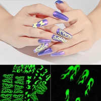 6pcslot glow in the dark butterfly design nail stickers luminous self adhesive sticker decals butterfly stickers for nails