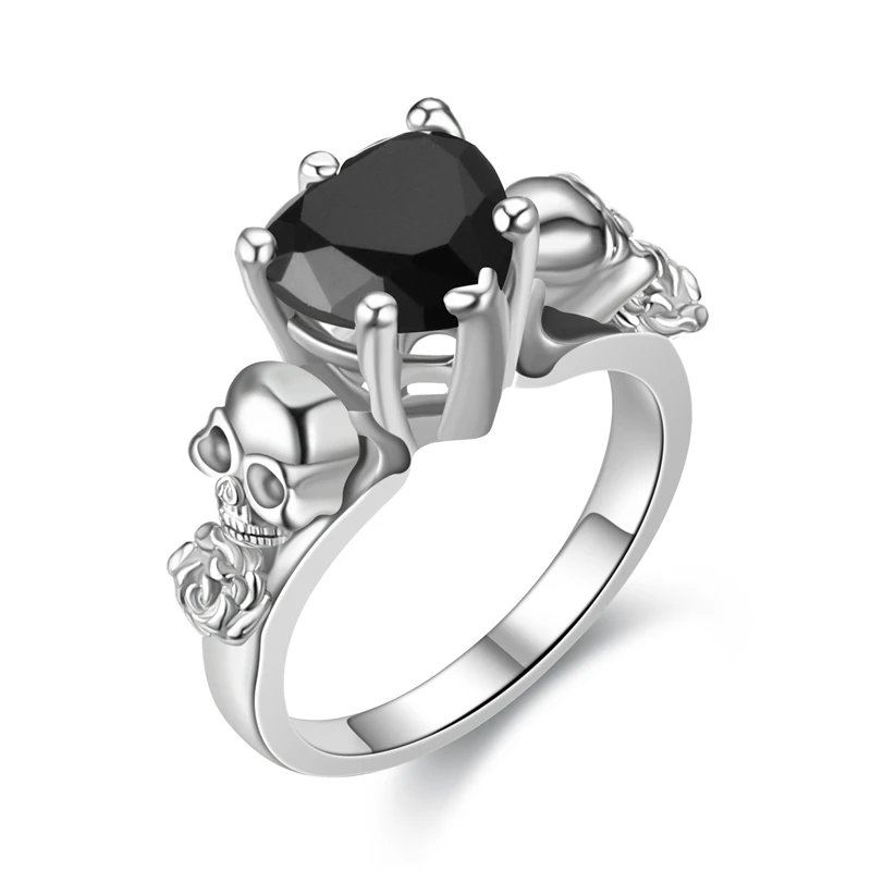 Винтажные готические кольца с черепом и розой для женщин девушек модное