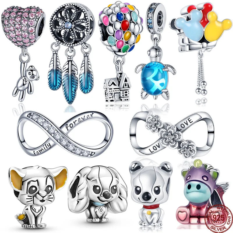 

925 Sterling SilverSunflower And Heart-Shaped Bear Fit Original 3mm Bracelet&Bangle Making Fashion DIY Jewelry For Women
