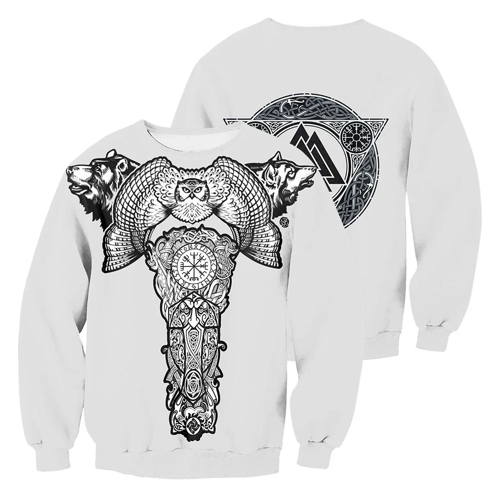 Newest Fashion Men Hoodies Viking tattoo pattern 3D All Over Printed Sweatshirt/zip Hoodie tops 455 | Мужская одежда