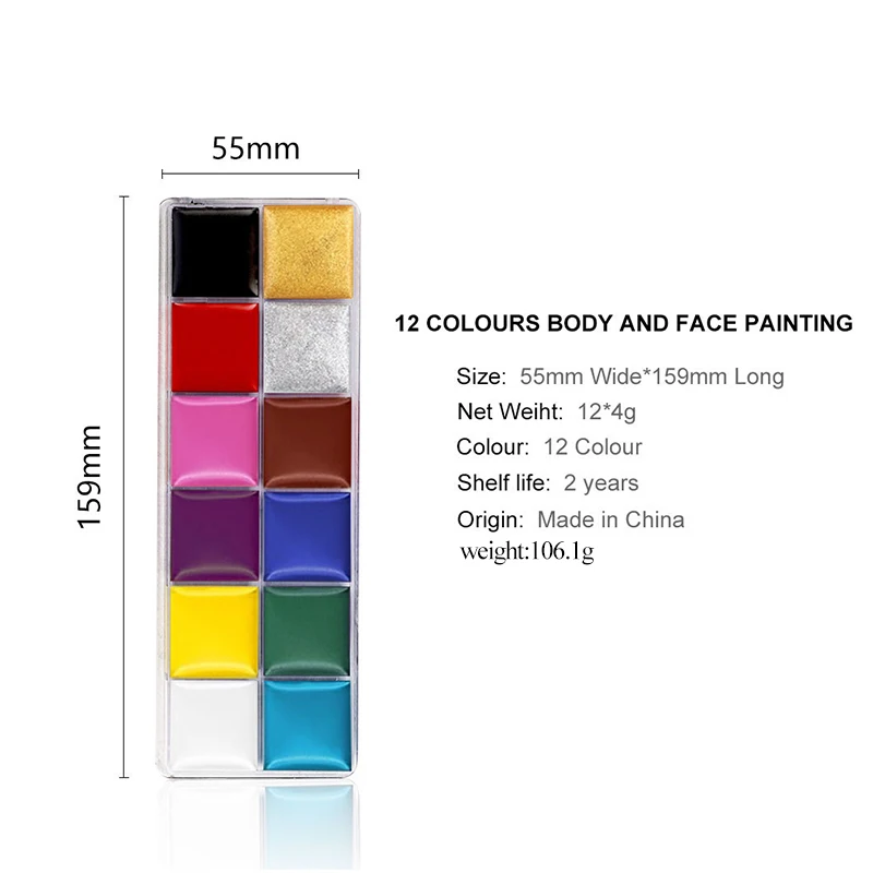 12 цветов масляная краска для тела лица Нетоксичная безопасная воды тату на