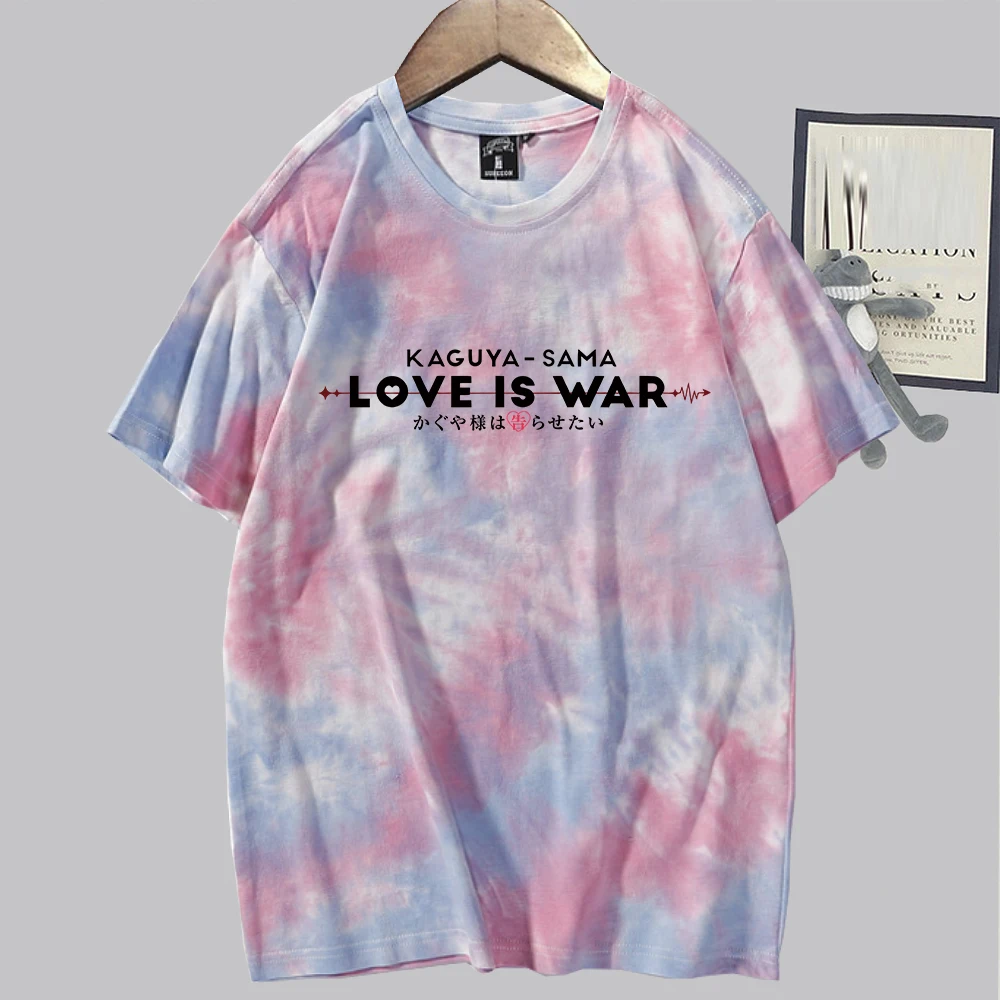 

Hot Anime Kaguya Sama Love Is War T-shirt Causal Letter Printed Tees Harajuku Tie-dye Shirt Novelty Fashion Tops Unisex