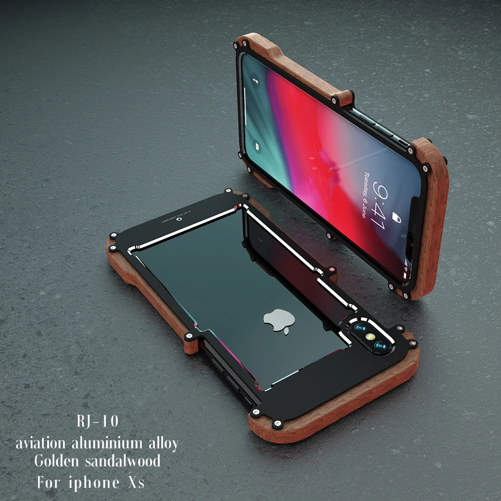 Алюминиевый металлический бампер для iPhone 11 11pro max деревянная рамка ретро пара чехол для телефона для iPhone X XS XR max рамка чехол bmper - Color: iPhone X
