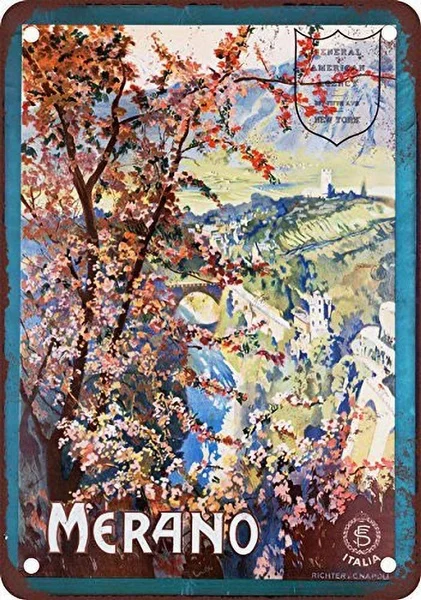 

Итальянский жестяной знак Merano, художественное настенное украшение,