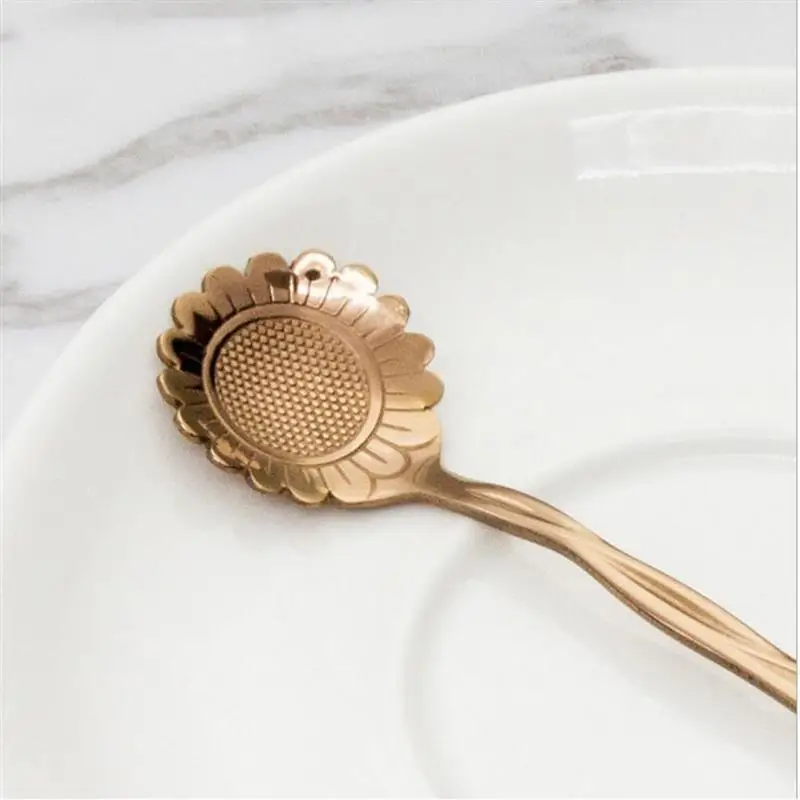 8 шт. набор ложки с цветами из нержавеющей стали многоразовые для чая ложка