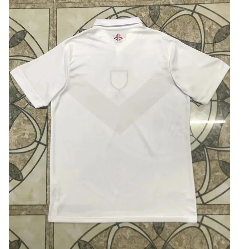 

Men's White T-shirt Lapel Top Lear Retro Football Jersey T-shirt