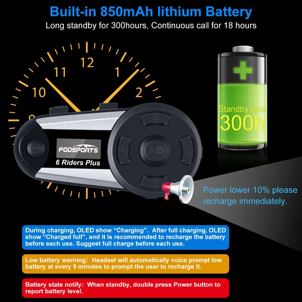 1 шт. V6 Plus 6 Rider мотоцикл Bluetooth шлем гарнитура домофон беспроводной BT полный дуплекс Intercomunicador Interphone FM светодиодный
