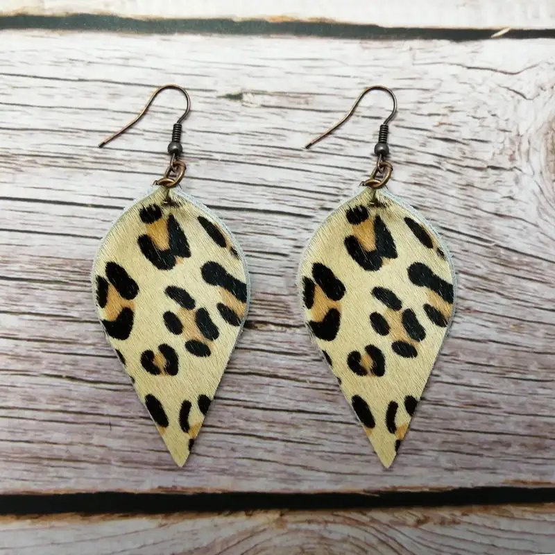 Женские серьги-капли ZWPON модные серьги из натуральной кожи с леопардовым принтом