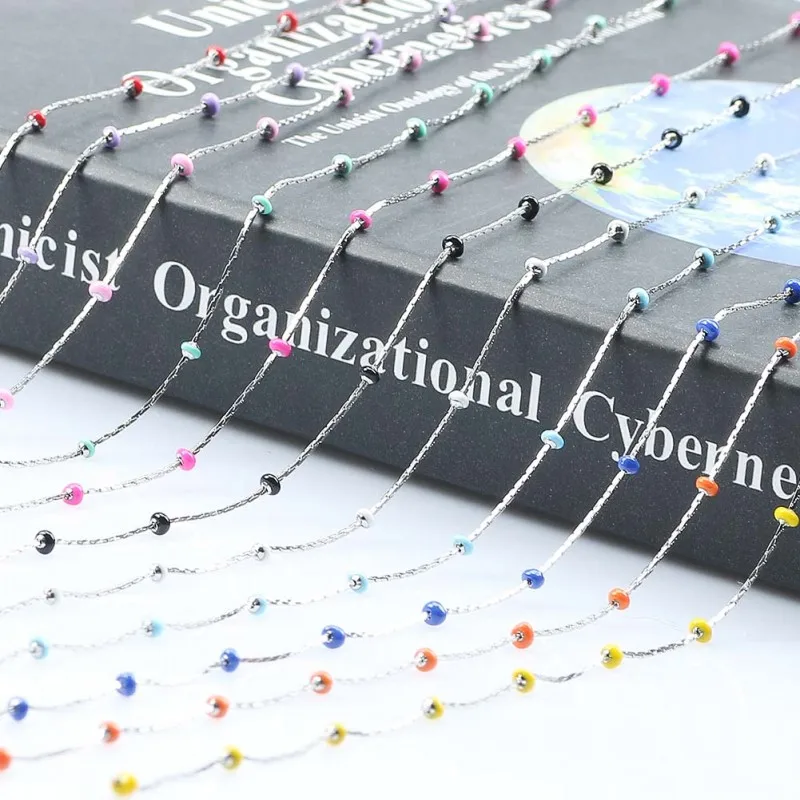 1 метр серебряный цвет проволока завернутая Розария цепь каменные бусы цепи для