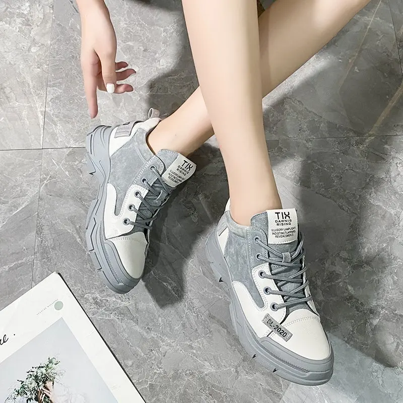 

2021 New Flat Shoes Women Shallow Round Toe Lace-Up Wedge Black Sneakers Spring/Autumn Casual Zapatos De Mujer Ladies Shoes PU