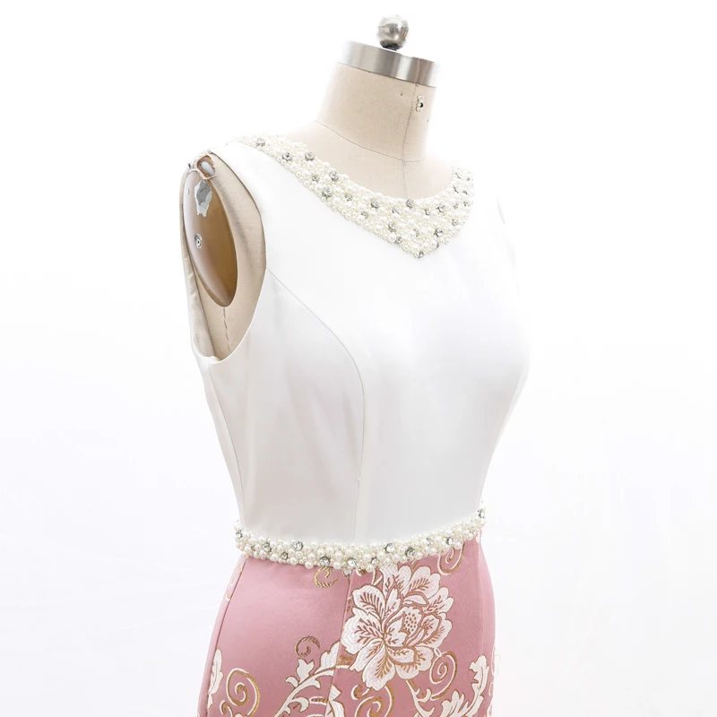 Stock Clean Pink Mermaid Print Lace Prom Dress Small Size Party Gown210220-022