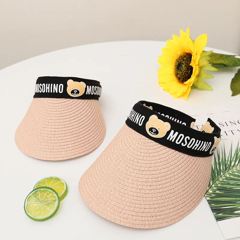 

Simple and comfortable Korean children bear fashion empty grass parent-child hat summer sun hat men and women UV protection