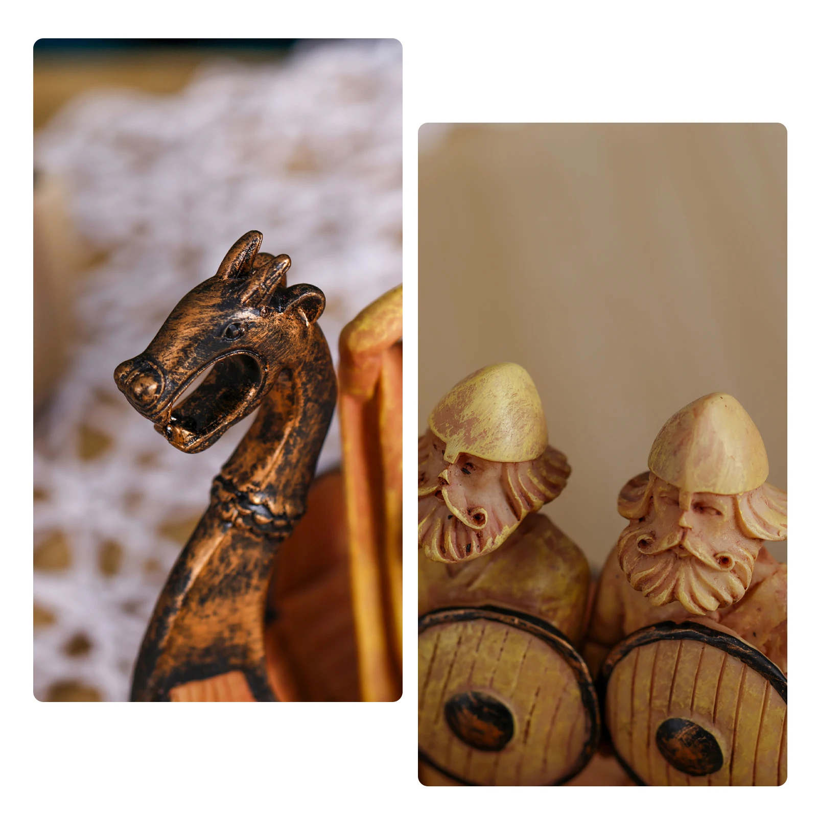 Resin Viking Boat Dragon Ornament Retro Ships Decoration Handicraft Home | Дом и сад