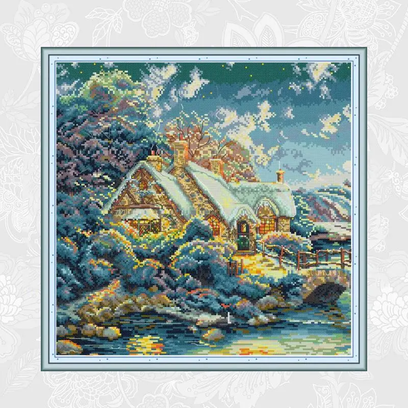 Дом в холмах вышивка узоры Счетный крест наборы Aida холст 14CT 11CT DIY ручной работы украшения дома ремесла
