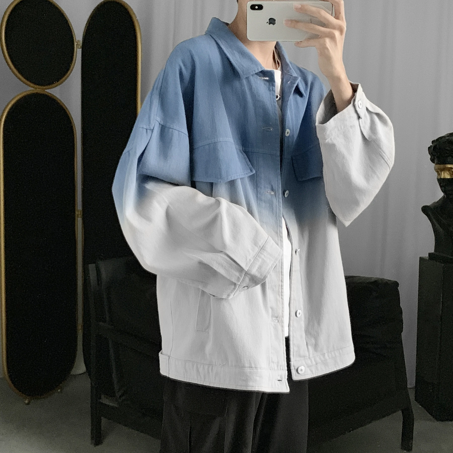 

2019 Pure Cotton Winter Jacket Men Tie-dyed Streetwear Korean Style Designer Gradient Clothes