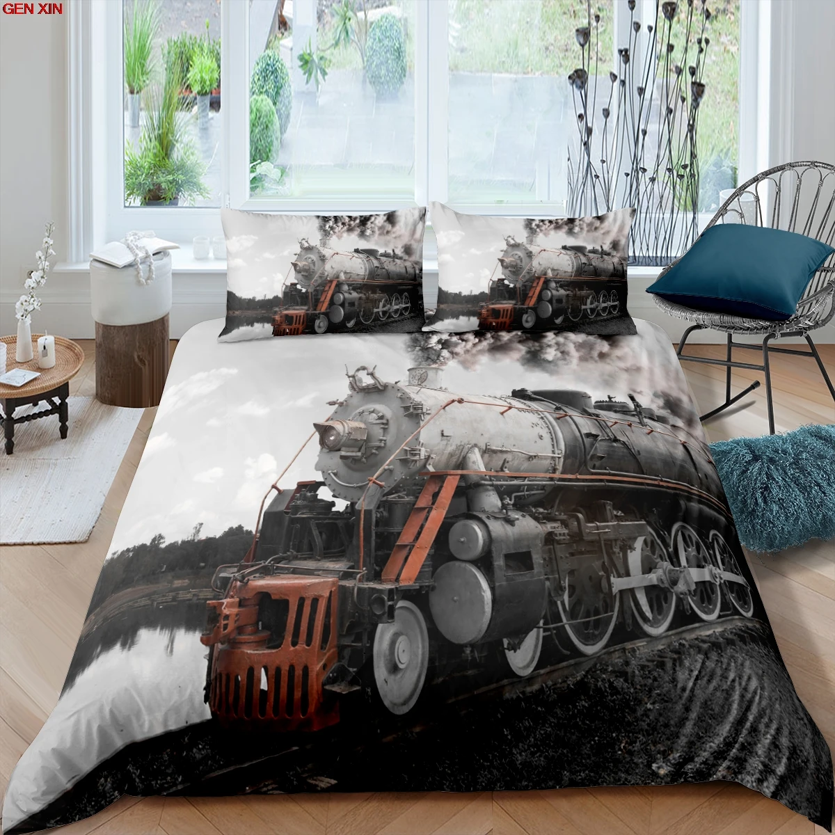 

Train Bedding Sets Duvet Cover Bed Set Soft Quilt Cover Single Queen King Size Comforter Bedding Set