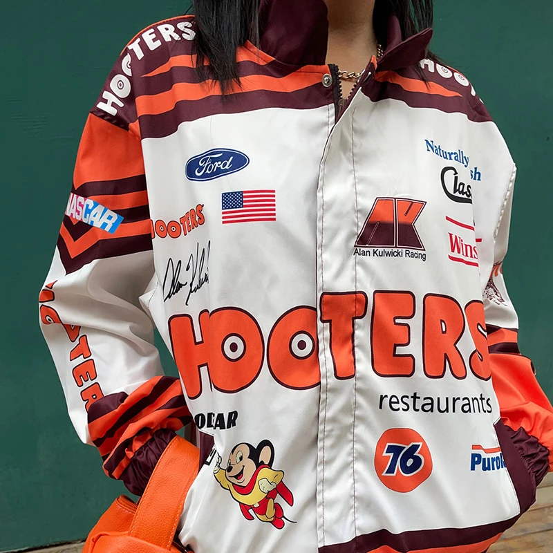 Женская Повседневная куртка с принтом оранжевая большого размера длинным