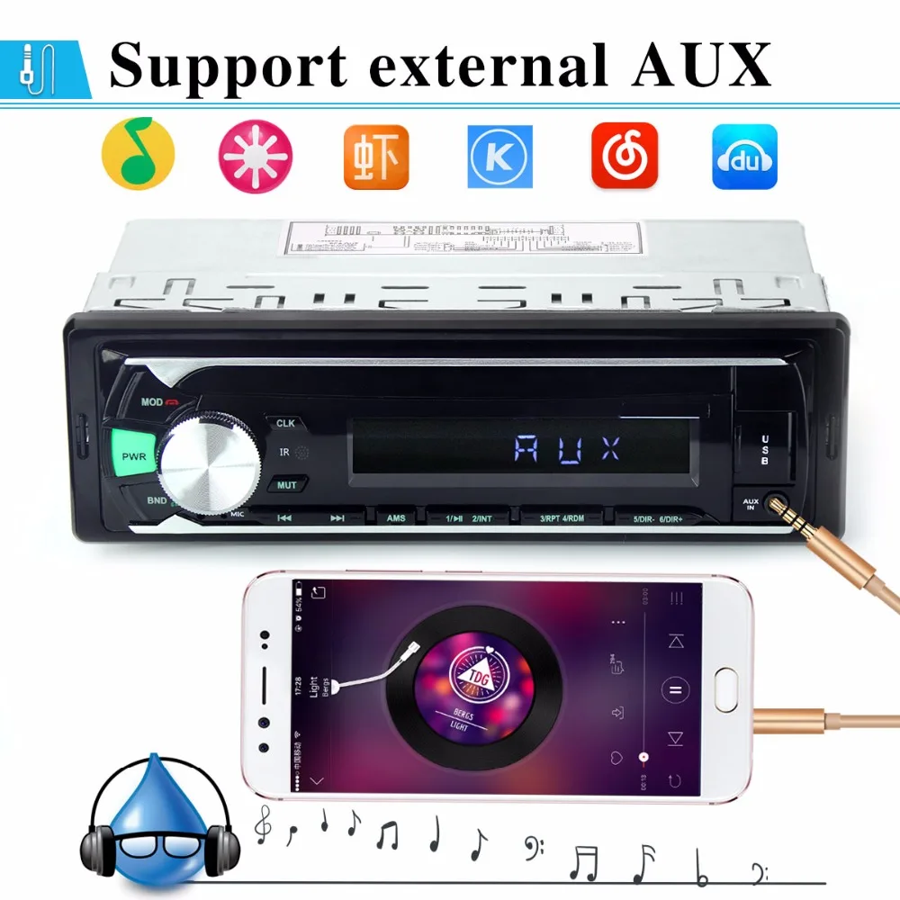 Автомагнитола 1 Din Bluetooth автомобильная стереосистема FM Aux-вход приемник SD USB MP3 MMC WMA