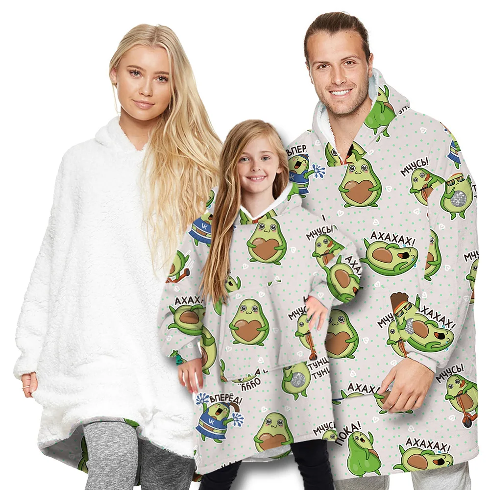 

Warm thick TV Hooded Sweater Blanket Cartoon Unisex Giant Pocket Adult Children Fleece Weighted Blankets for Beds Travel home